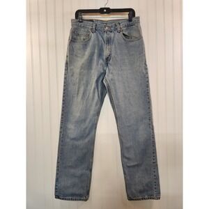 Levis 505 Regular Fit Straight Leg Jeans Mens 33x32 Light Wash Blue Denim Work
